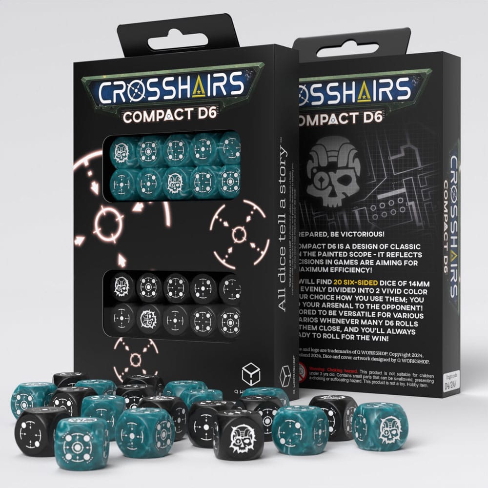 Crosshairs Compact D6 Dice Set Stormy & Black (20)