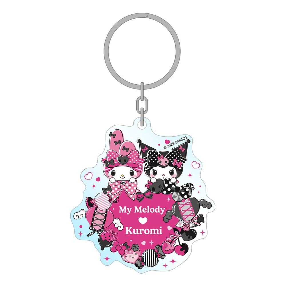 Sanrio Pembe Siyah Parti Serisi Akrilik Anahtarlık My Melody & Kuromi 7 cm