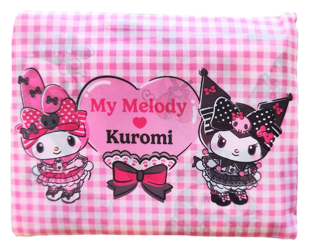 Borsa tote Sanrio rosa nera serie Party Kuromi e My Melody pieghevole