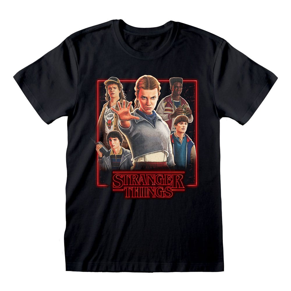 Personaggi delle magliette di Stranger Things in una scatola luminosa