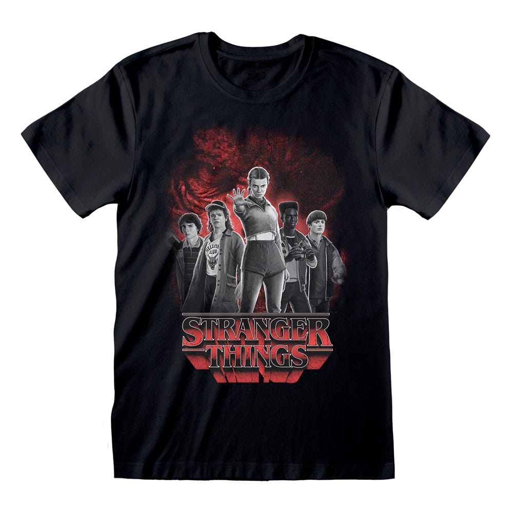 Grupo de camisetas de Stranger Things con Vecna detrás de Balck and White