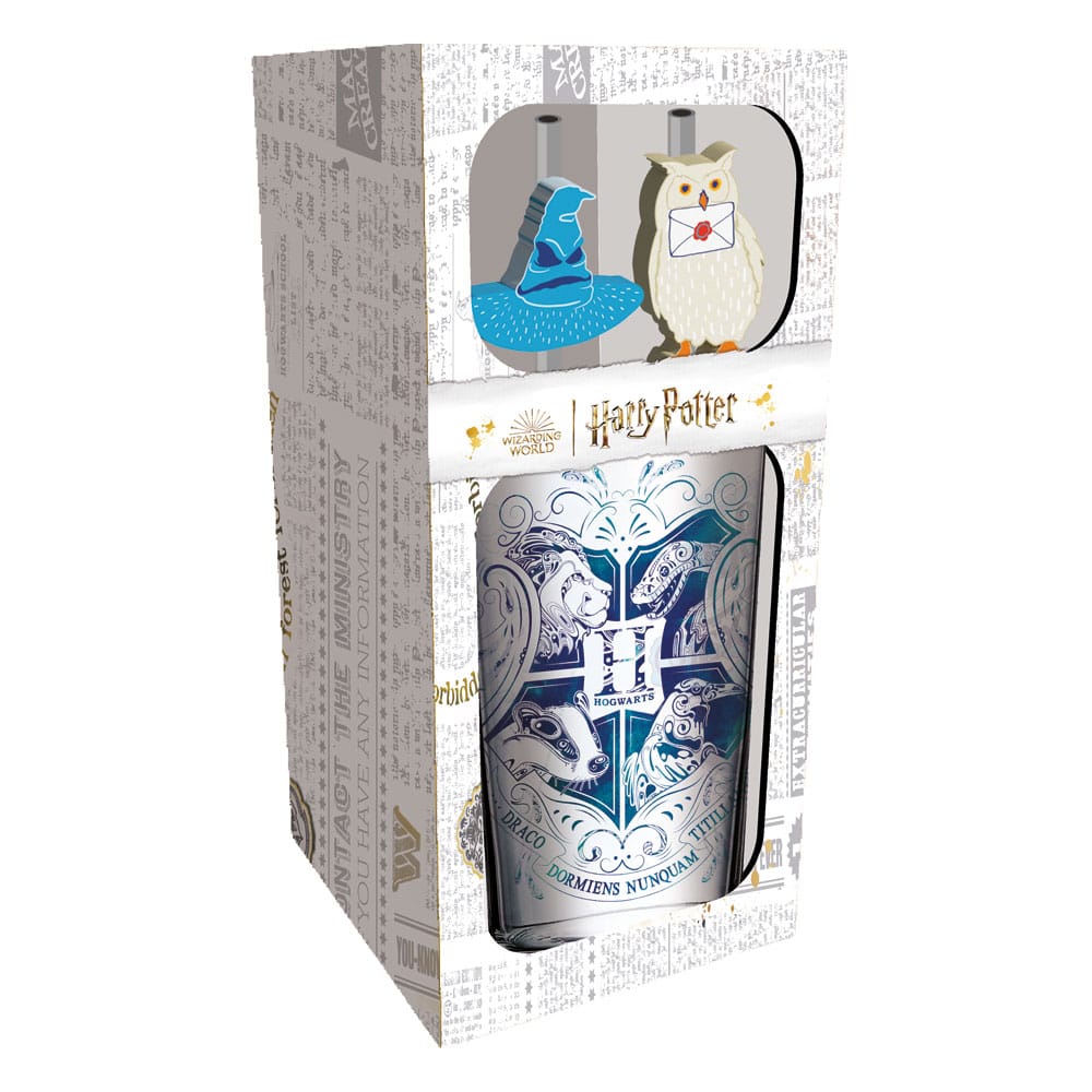 Harry Potter Glass Tumbler med sugrör Hogwarts 485 ml