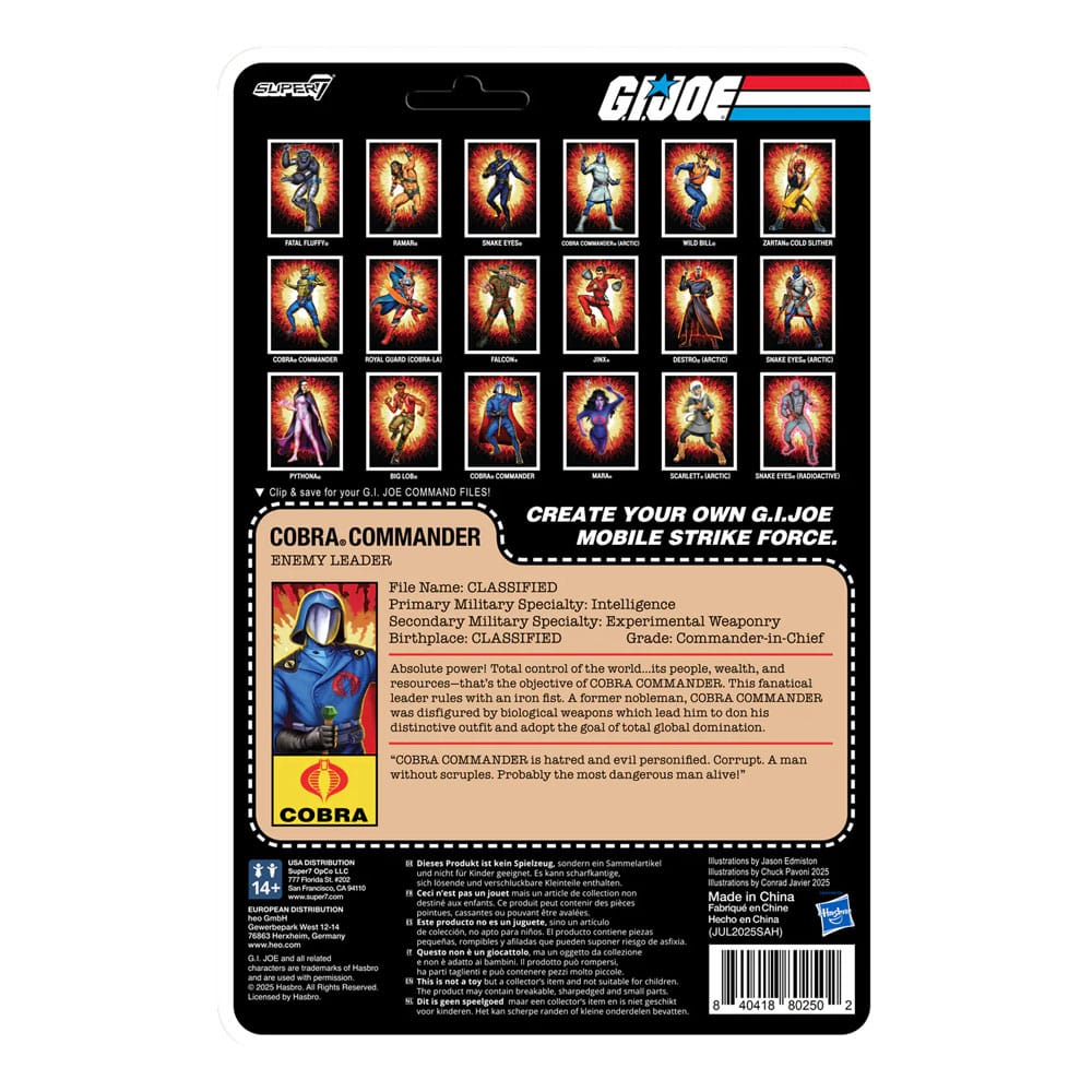 GI Joe ReAction+ Figura de acción Wave 06 Cobra Commander (Película, Capa Negra) 10 cm