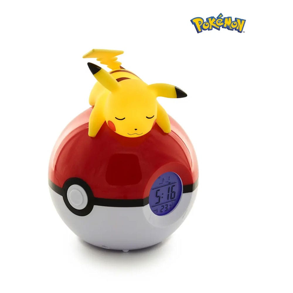 Pokémon vekkerklokke pokeball med lys pikachu 18 cm