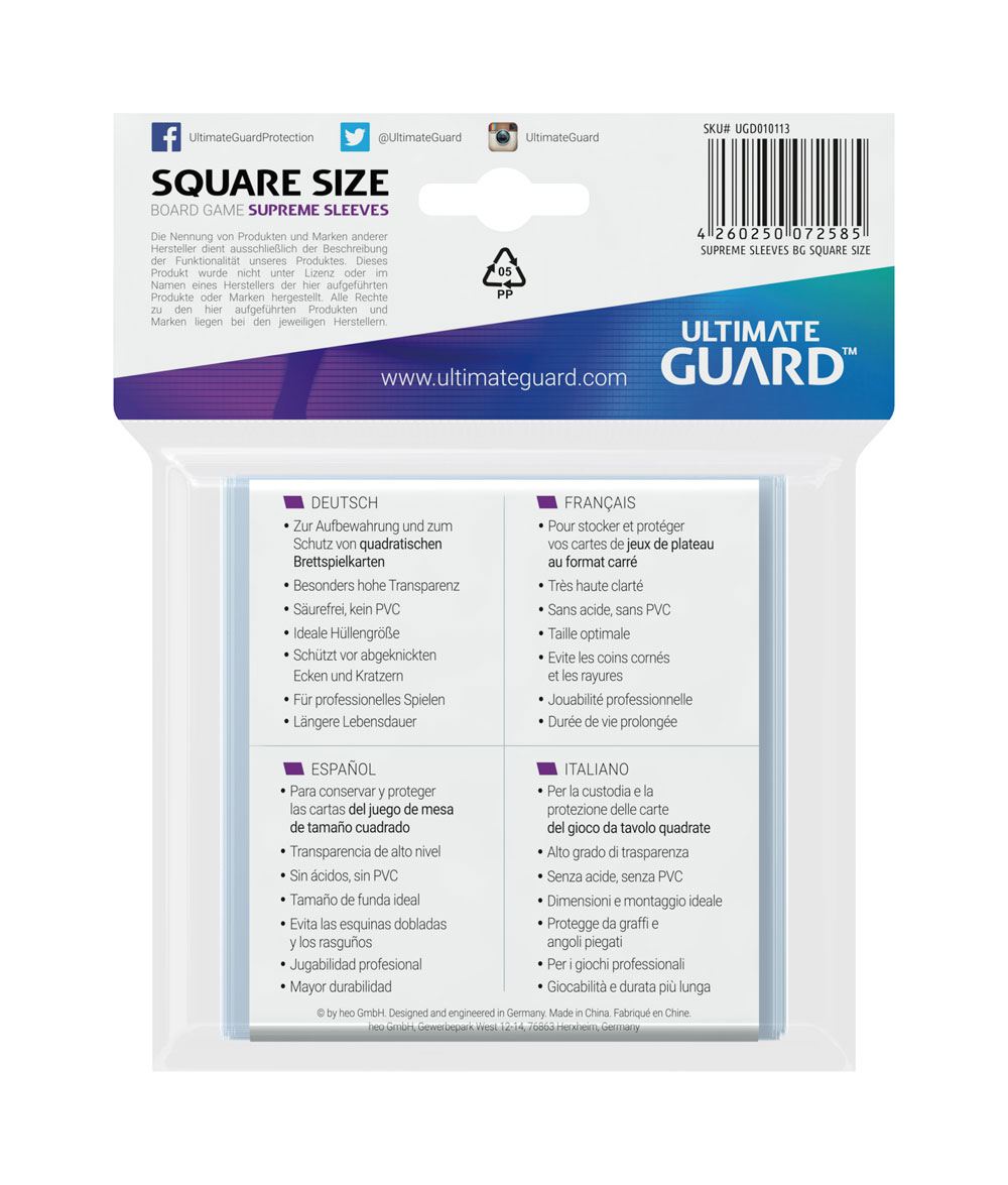 Ultimate Guard Supreme Sleeves für Brettspielkarten Square (50)