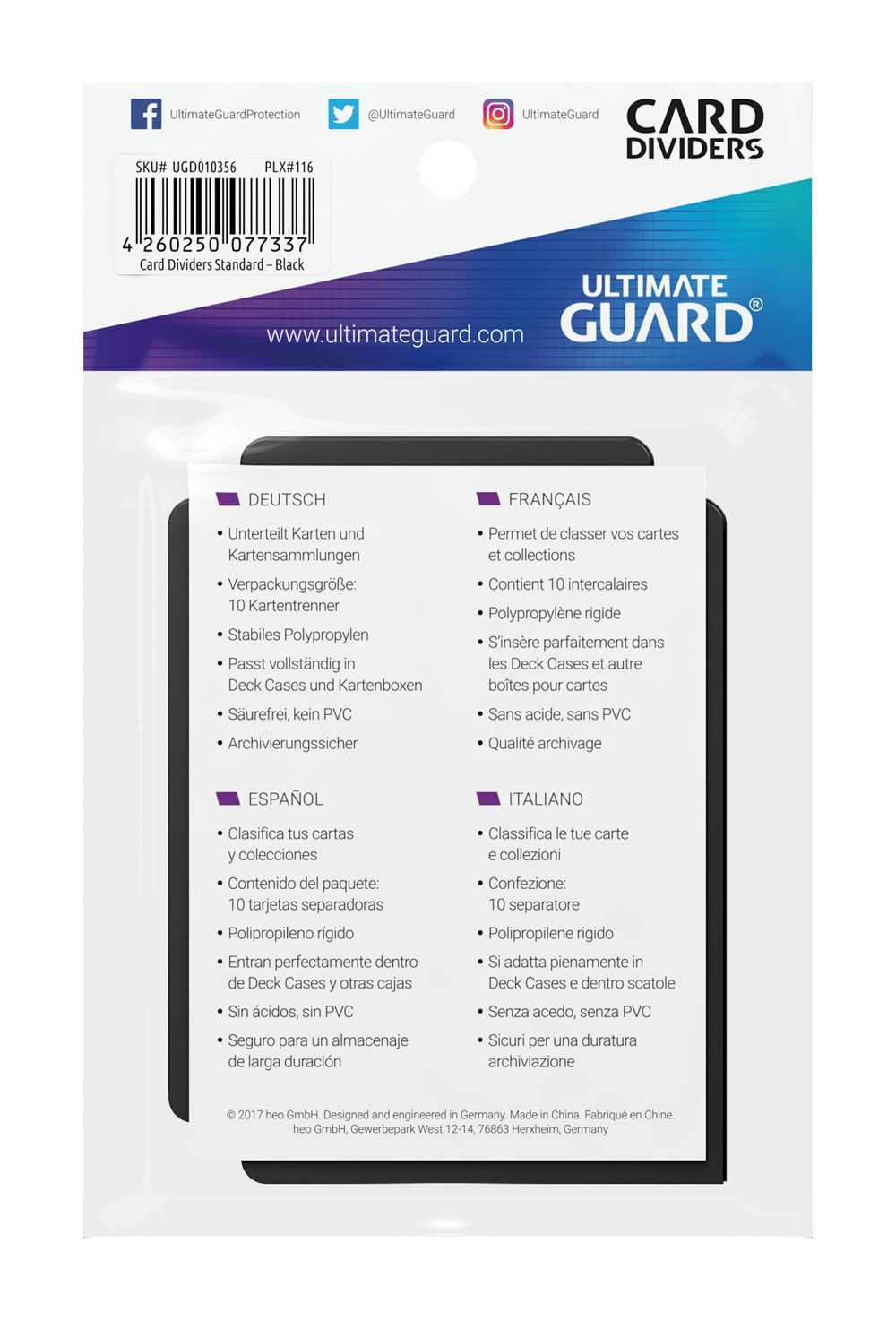Dimensione standard di Dimensione standard della carta di guardia Ultimate (10) - Black