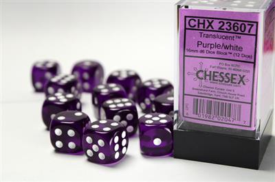 DICE SET TRANS PURPLE/VIT 16MM (12)