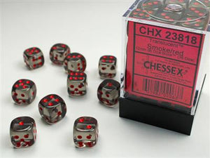 DICE SET TRANS Smoke/Red 12mm (36)