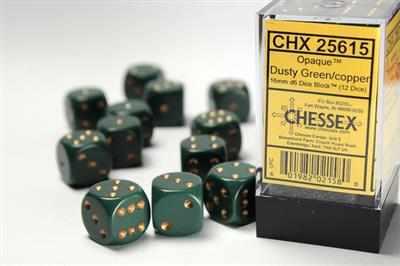 DICE SET OPA Poly Dust Green/Copper 16mm (12)