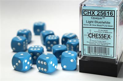 DICE SET OPA Poly Lt. Blue/White 16mm (12)