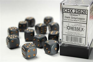 DICE SET OPA POLY DK. Grå/koppar 16mm (12)