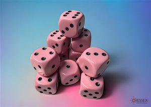 DICE SET OPA POLY PASTEL POAT/Black 16mm (12)
