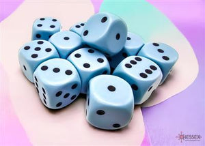 DICE SET OPA POLY PASTEL Blue/Black 16mm (12)