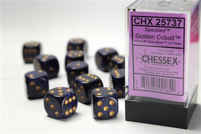 DICE SET SPEC 16mm Gold Cobalt D6 (12)