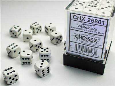 DICE SET OPA White/Black 12mm (36)