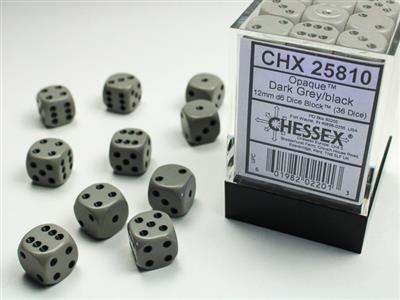 DICE SET OPA Dark Grey/Black 12mm (36)