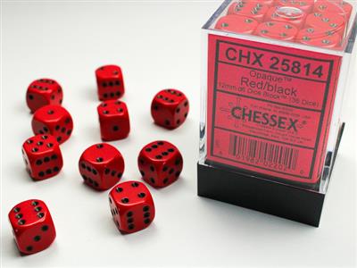 DICE SET OPA Red/Black 12mm (36)