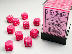 DICE SET OPAQUE PINK/VIT 12 MM D6 (36)