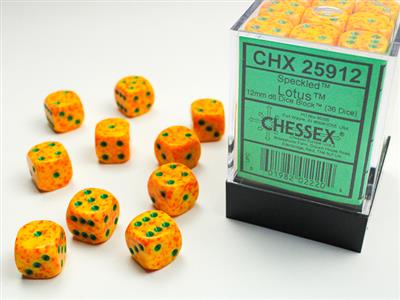 DICE SET SPEC 12MM LOTUS D6 (36)