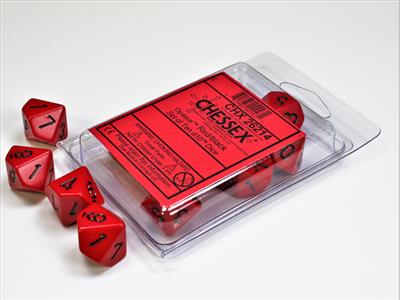 DICE SET OPAQUE RED/Black D10 (10)