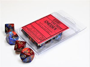 DICE SET GEMI POLY BLÅ/RED/WHI D10 (10)
