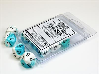 Dice Set Gemi Poly White/Teal D10 (10)