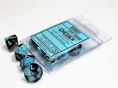 DICE SET GEMI POLY BLA/SHELL/WH D10 (10)