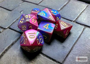 DICE SET GEMI POLY BLÅ-LÄNGLE GULL (7)