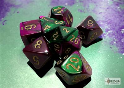 DICE SET GEMI POLY GRÖN-LÄNGLE GULL (7)