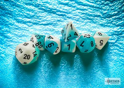 Dice Set Gemi Poly White Teal Black (7)