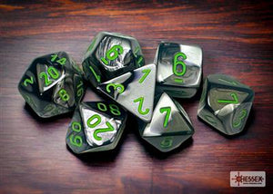 DICE SET GEMI POLY Black-Grey Green (7)