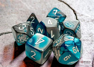 DICE SET GEMI POLY STEEL-TEAL VIT (7)
