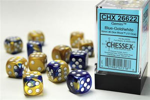 DICE SET GEMI 16mm Blue-Gold WHI D6 (12)