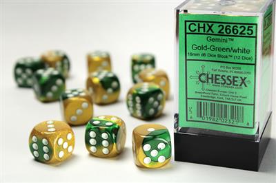 DICE SET GEMI 16 mm vert or Whi D6 (12)