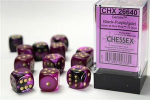 DICE SET GEMI 16mm svart-lila G D6 (12)