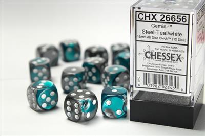 Kockice set gemi 16 mm Ste-Teal White D6 (12)