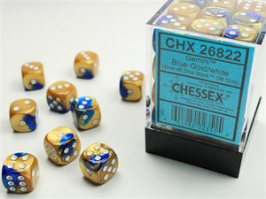 DICE SET GEMI 15mm Blue-Gold WHI D6 (36)