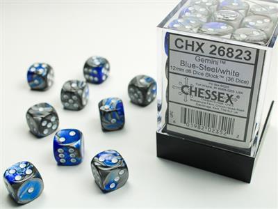 DICE SET Gemi 15 mm Blaustahl WH D6 (36)