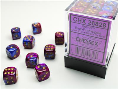Dice Set Gemi 15 mm de color azul-morado D6 (36