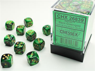 DICE SET GEMI 15 mm poly-bla-vert D6 (36)