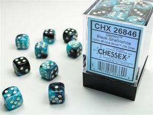 DICE SET Gemi 15mm svartskal WH D6 (36)