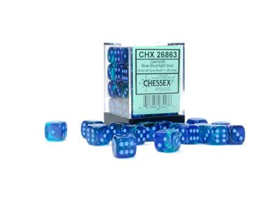 Dice Set Gemini Lum bleu / bleu clair 12 mm D6 (36)