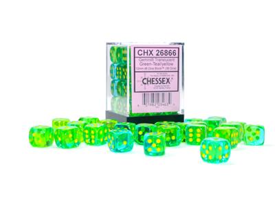DICE SET Gemini Lum Green/Yellow 12mm D6 (36)