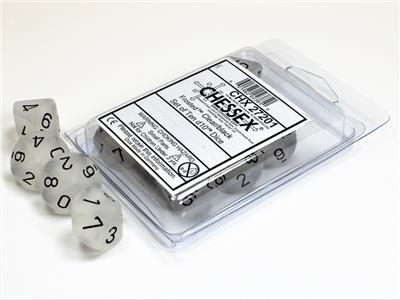 DICE SET Frosted Clear/Black D10 (10)