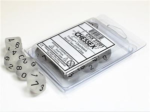 DICE SET Frosted Clear/Black D10 (10)