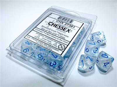Dice Set Borealis Lum Icicle/Light Blue D10 (10)