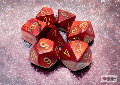 DICE Set Scarab Poly Scarlet-Gold (7)