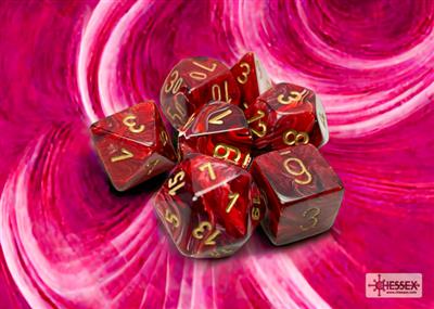 Würfel Set Wirbel Poly-Burgund-Gold (7)