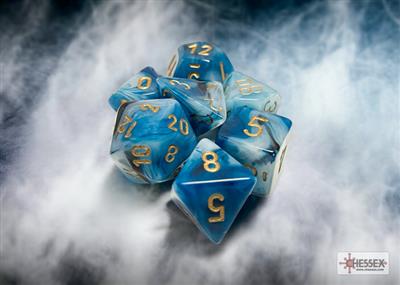 Dobbelsteenset Phantom Poly Teal-Gold (7)