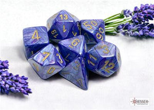 DICE SET LUST POLY PURPLE-GOLD (7)